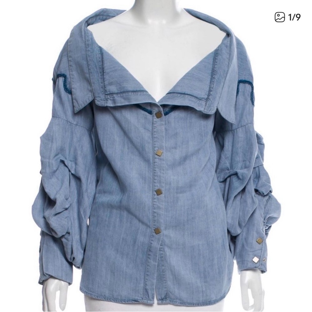 Johanna Ortiz Sky Blue Denim Blouse - Picture 10 of 10